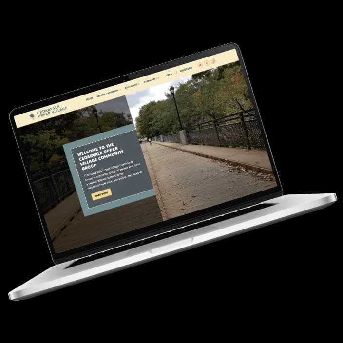 Cedarvale Upper Village Webflow website preview.