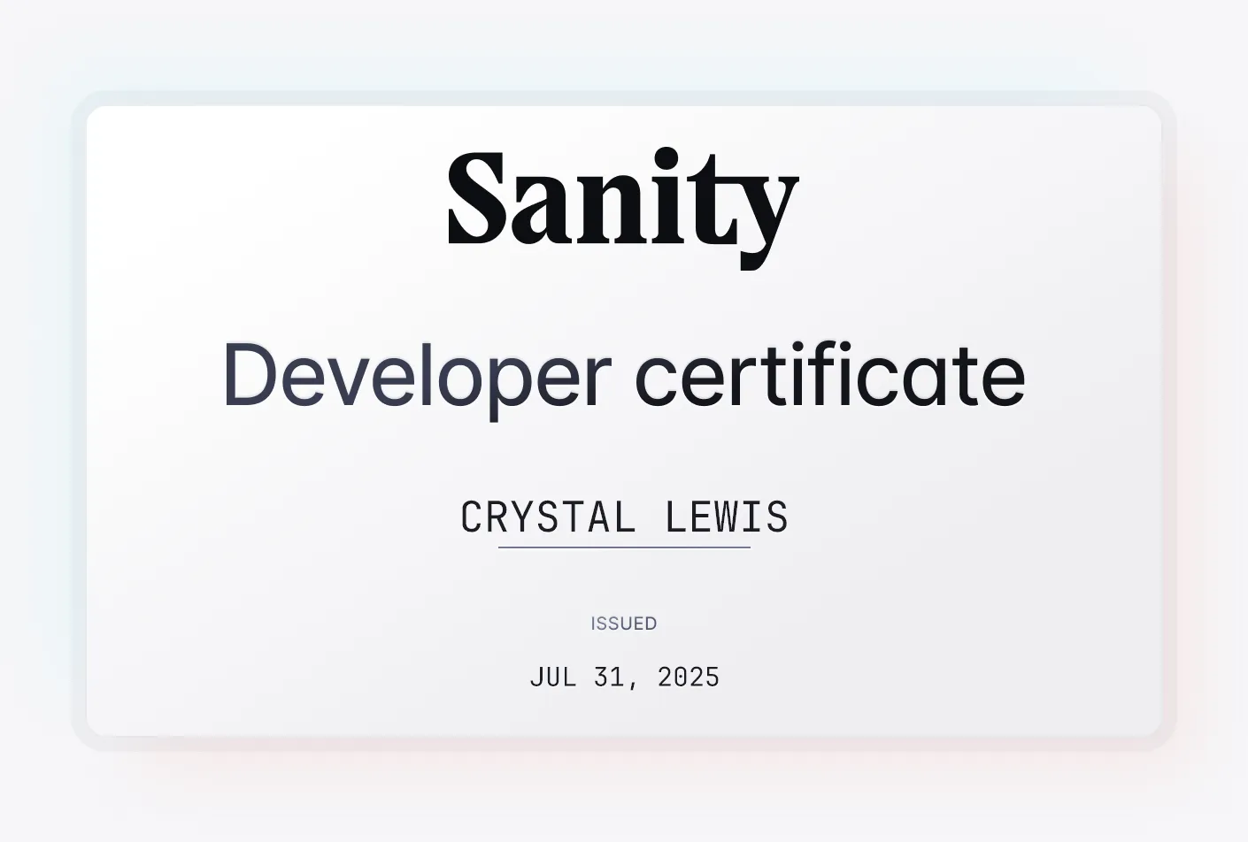 Sanity certificate.