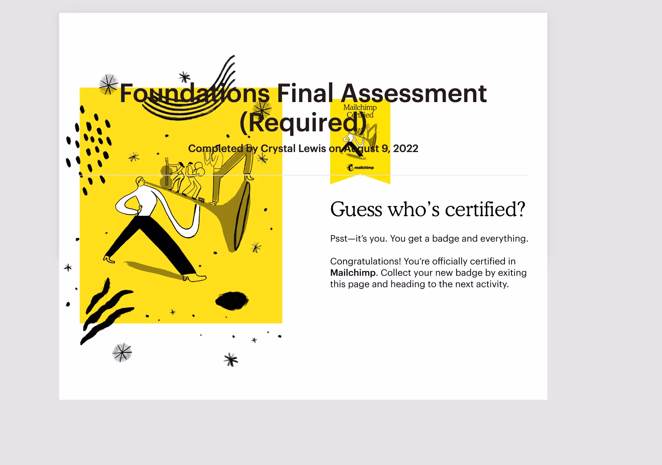 Mailchimp certificate.